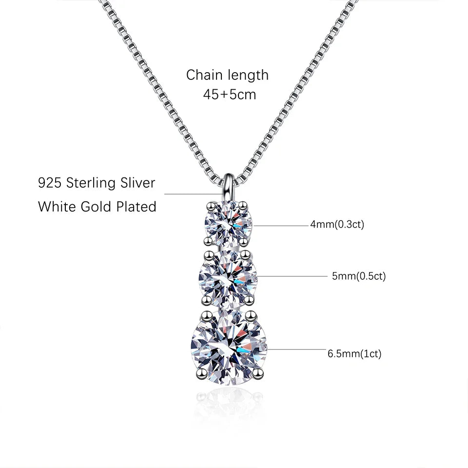 D VVS1 Moissanite Pendant Necklace for Woman 925 Sterling Silver Plated 18k White Gold Wedding Necklace with GRA Fine Jewelry
