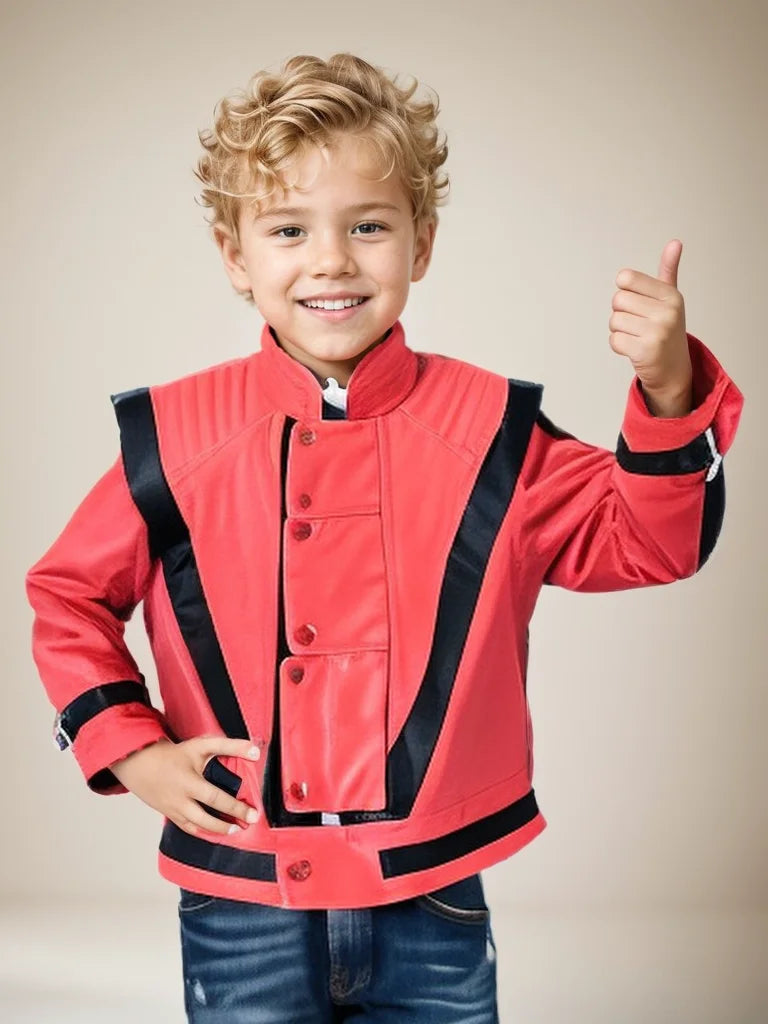 Michael Jackson Scary Night Red Leather Jacket Best Thriller Halloween Costume Christmas Gift