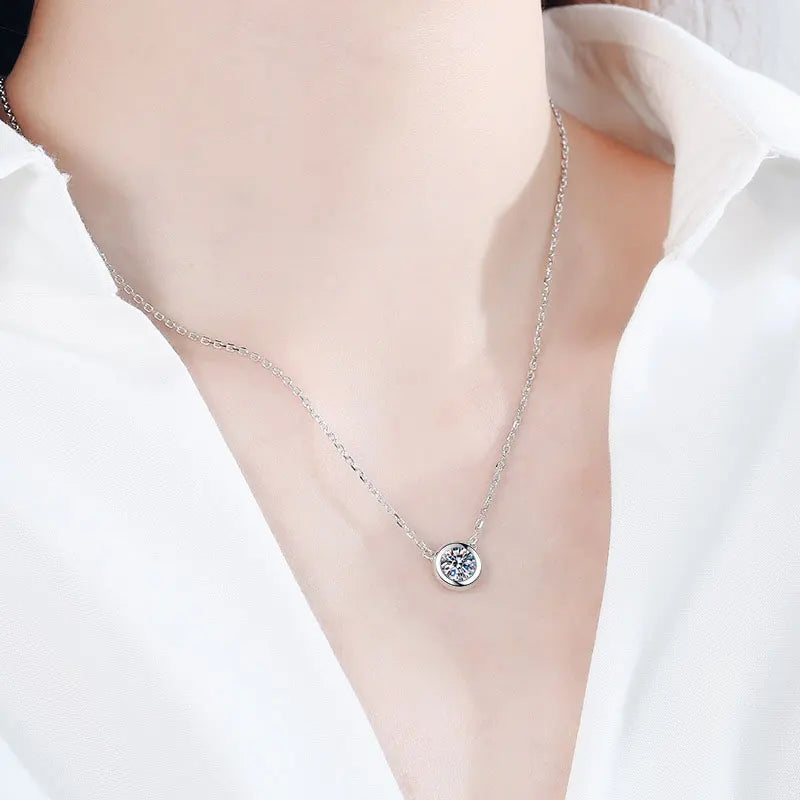 D Color Moissanite Necklace for Woman Birthday Party Jewely with GRA 925 Sterling Sliver Plated 18k White Gold Necklace
