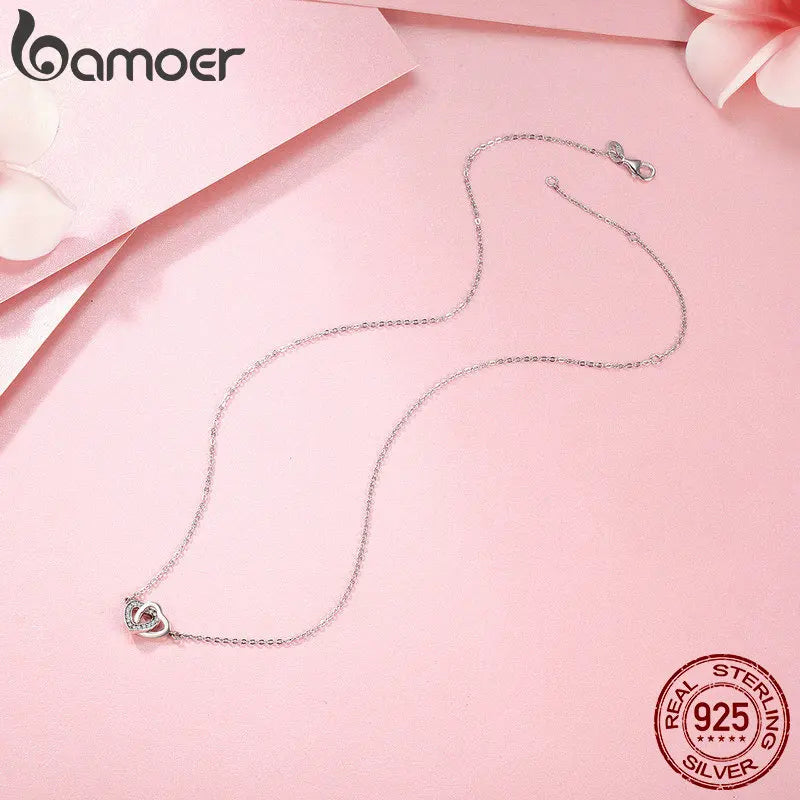 2024 New Solid 925 Sterling Silver Connected Star/Heart/Cat Pendant Necklace for Women Valentine's Day Gift Fine Jewelry