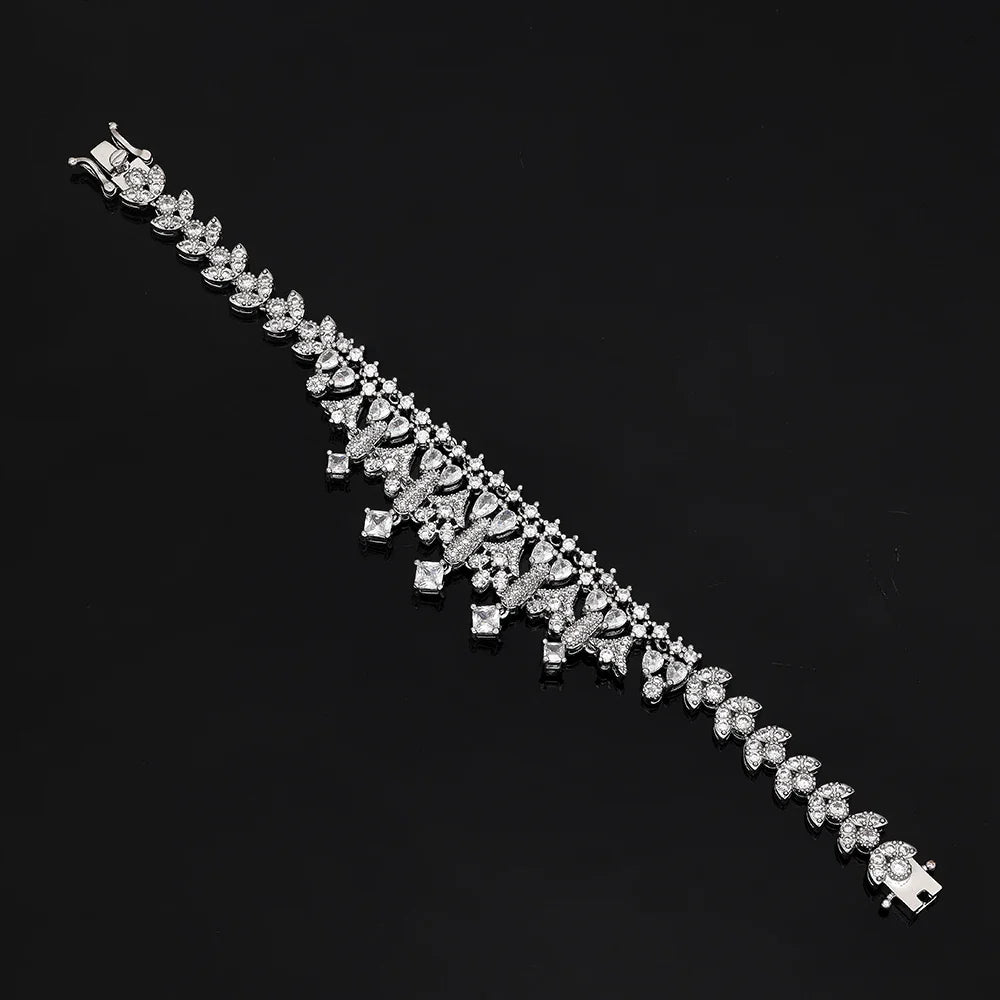 4pcs Bridal Zirconia Full Jewelry Sets For Women Party, Luxury Dubai Nigeria CZ Crystal Wedding Jewelry Sets
