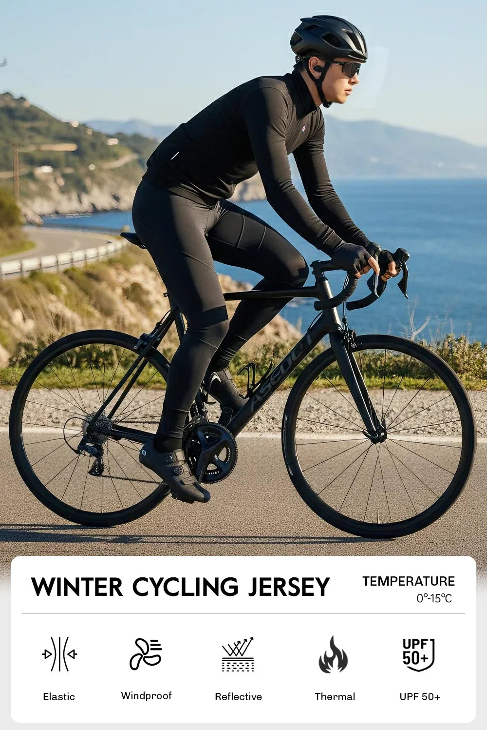 Men Cycling Jacket Winter Thermal Fleece Windbreaker UPF 50+ Sun Protection MTB Bicycle Clothing Bike Coat Riding Windproof