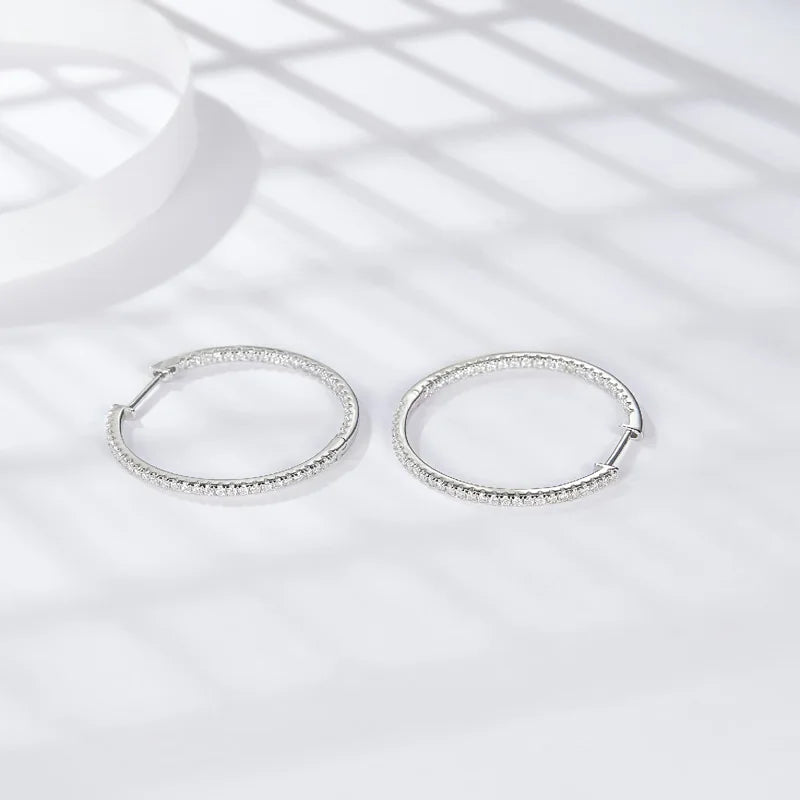 Moissanite Loop Earrings for Women 925 Sterling Sliver 1.2mm D vvs1 Lab Grown Diamond Ear Studs Fine Jewelry Gift