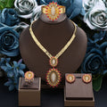 2024 Bridal Wedding Jewelry Set for Women Gold Plated Nigerian African 4pcs Jewelry Necklace Earrings Set Green Red CZ Zirconia