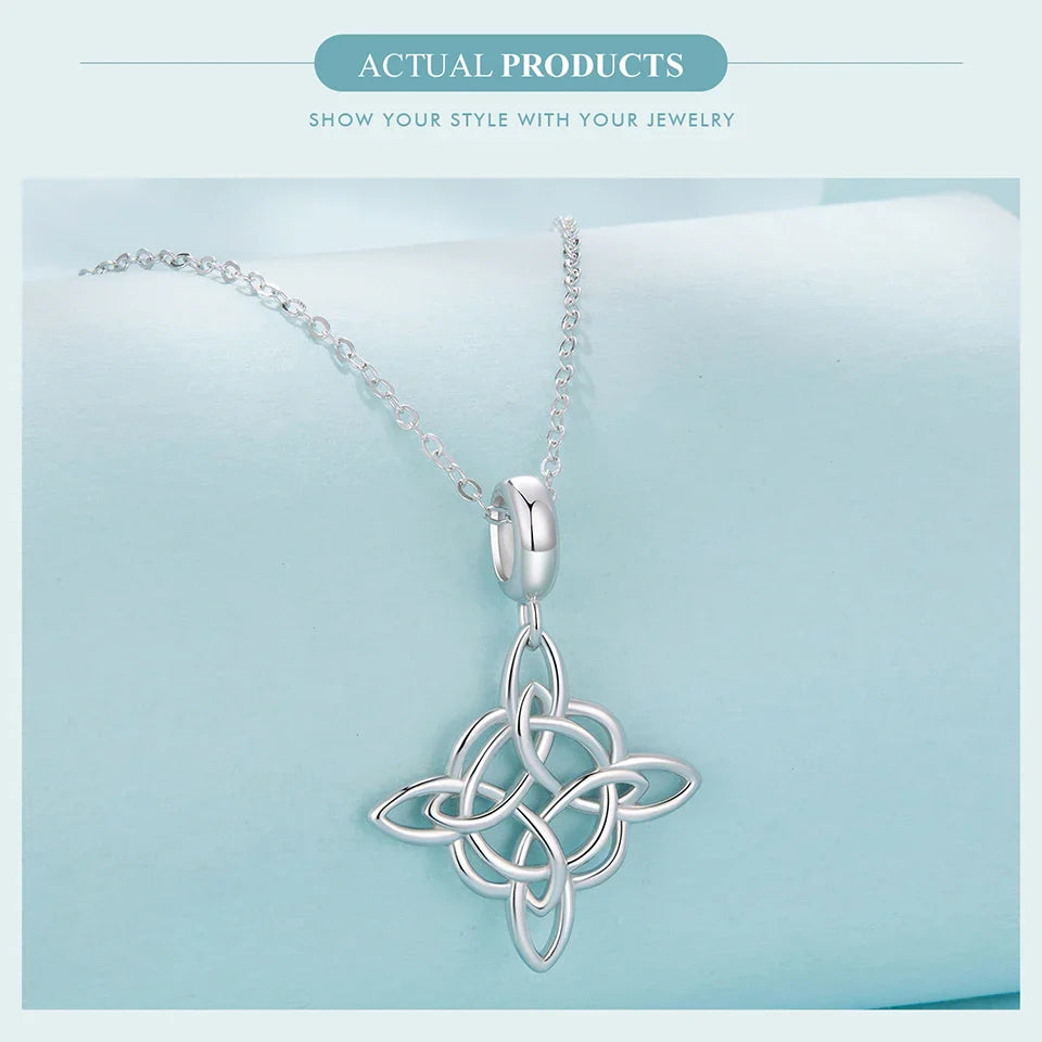925 Sterling Silver Celtic Knot Pendant Necklace Interlocking Loops O-Chain Link Chain Original for Women Daily Love Gift