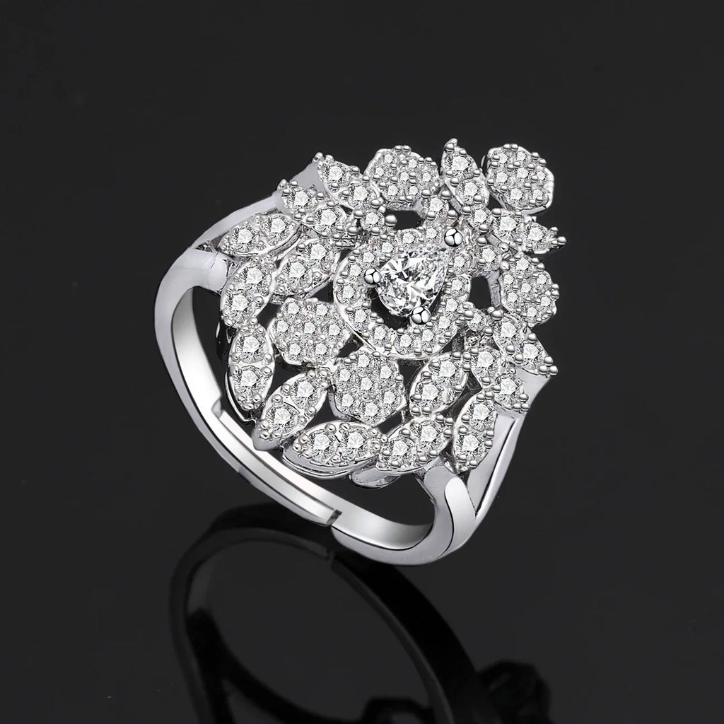 Luxury Women's Jewelry Elegant Style Bridal Tassel Zircon Necklace Earrings Bracelet Ring 4 Piece Bridal Large Wedding Jewelry S