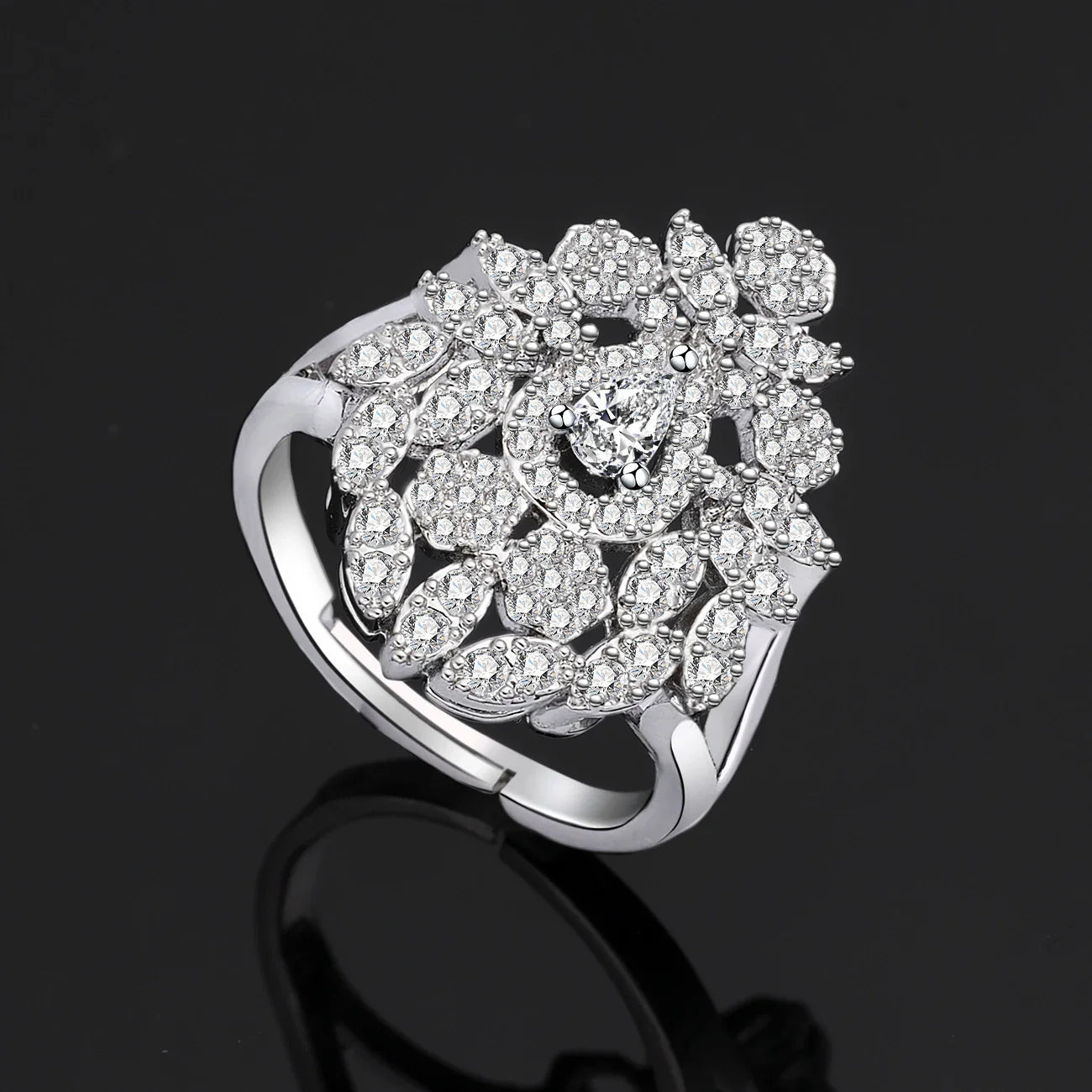 Luxury Women's Jewelry Elegant Style Bridal Tassel Zircon Necklace Earrings Bracelet Ring 4 Piece Bridal Large Wedding Jewelry S