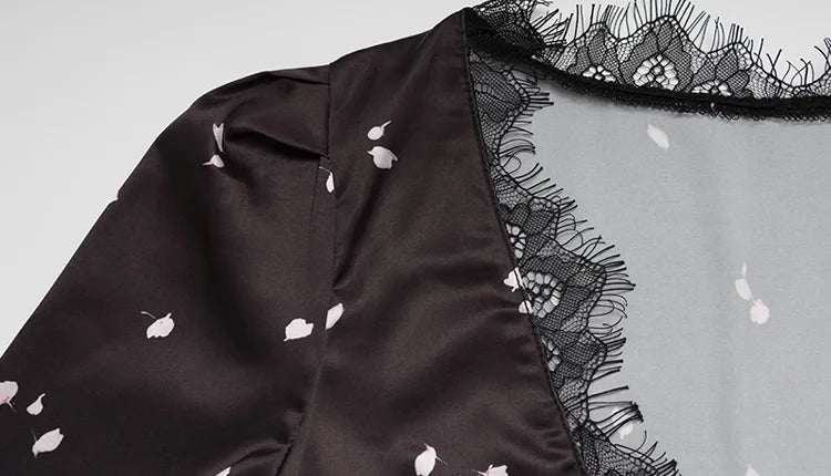 Eelgant Dresses For Women Patchwork Lace Floral V-Neck Short Sleeves Slim Fit Bodycon Trend Sheath Femlae Vestidos Robes