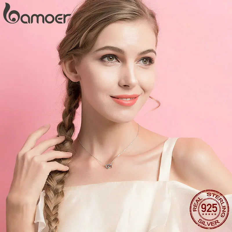 2024 New Solid 925 Sterling Silver Connected Star/Heart/Cat Pendant Necklace for Women Valentine's Day Gift Fine Jewelry