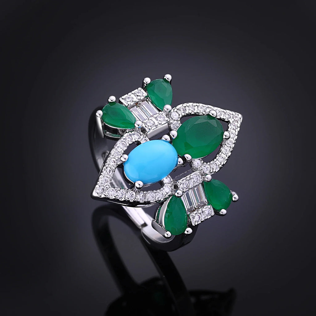 2024 New Fashion Turquoise UAE Dubai Bridal Jewelry Set For Women Wedding Party Nigerian African Necklace Earring Set