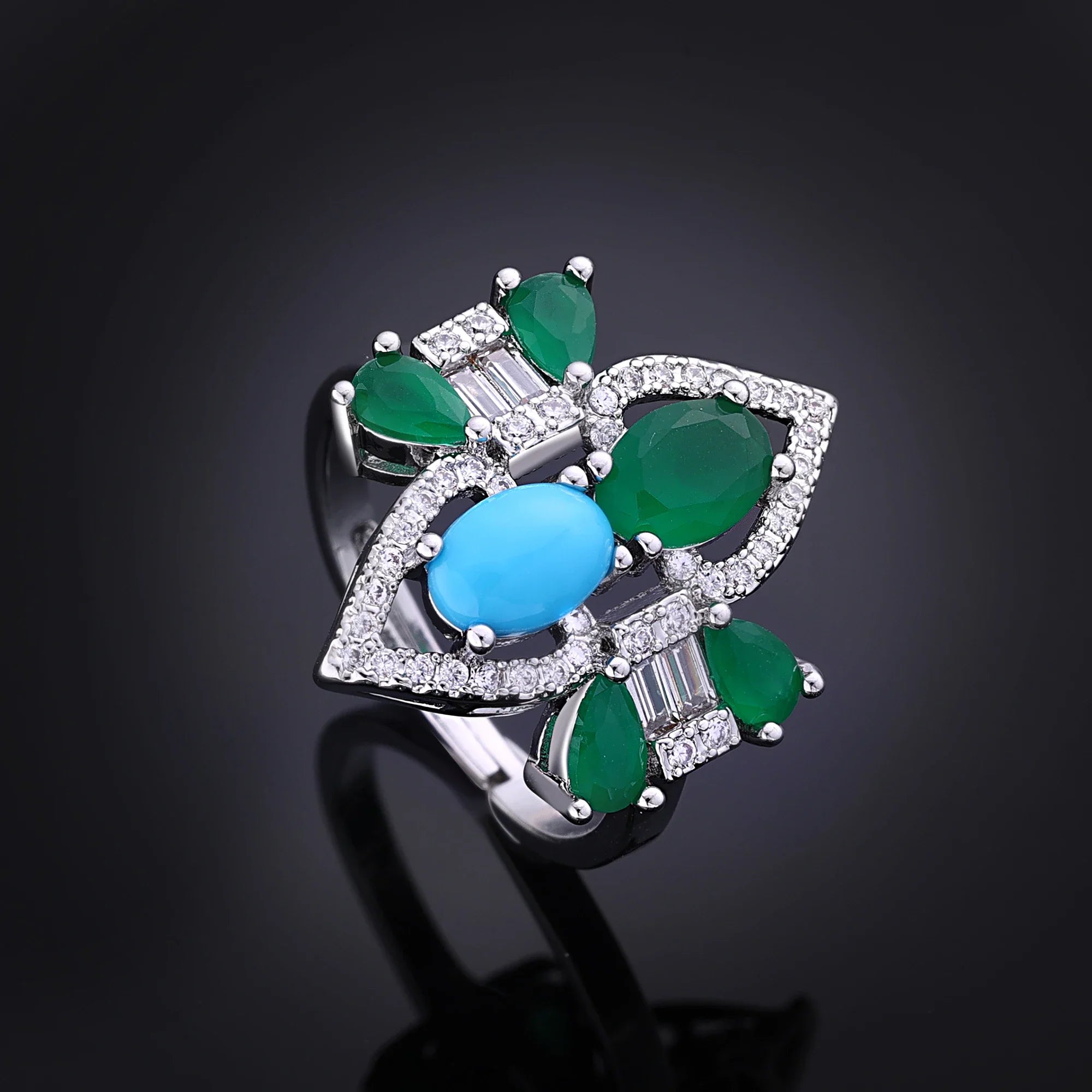 2024 New Fashion Turquoise UAE Dubai Bridal Jewelry Set For Women Wedding Party Nigerian African Necklace Earring Set