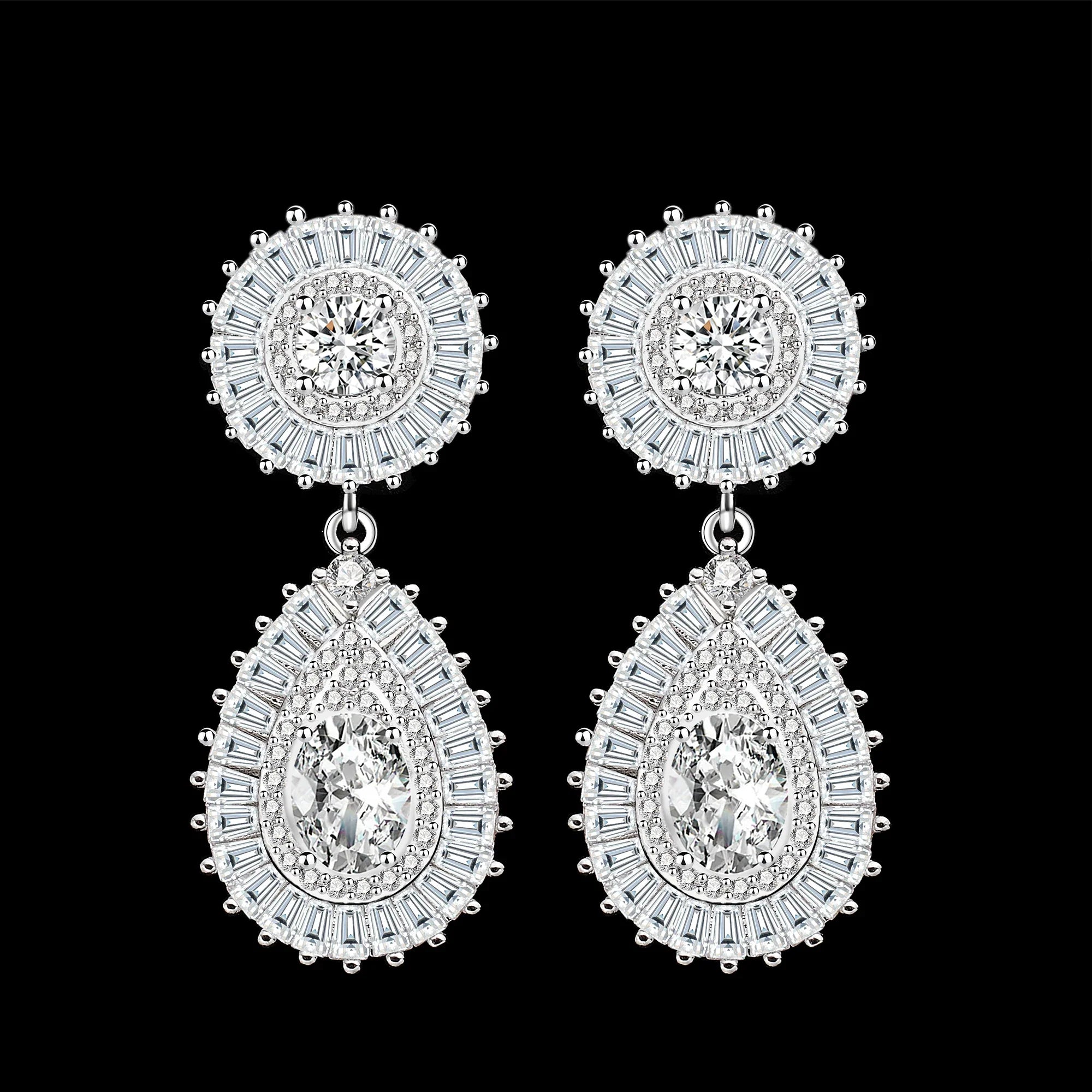 Luxury Wedding Indian Bridal Jewelry Sets Women Snowflakes Cubic Zirconia 4 pcs Necklace Earrings for Women