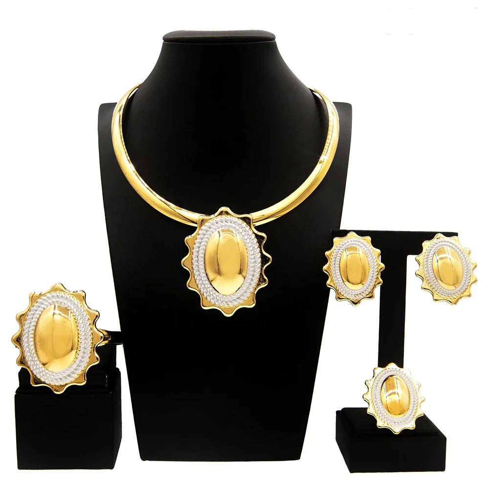 Women Jewelry Set Simple Pendant Dubai Gold Plated Necklace For Daily Party Pairing Summer Jewelry Free Shipping