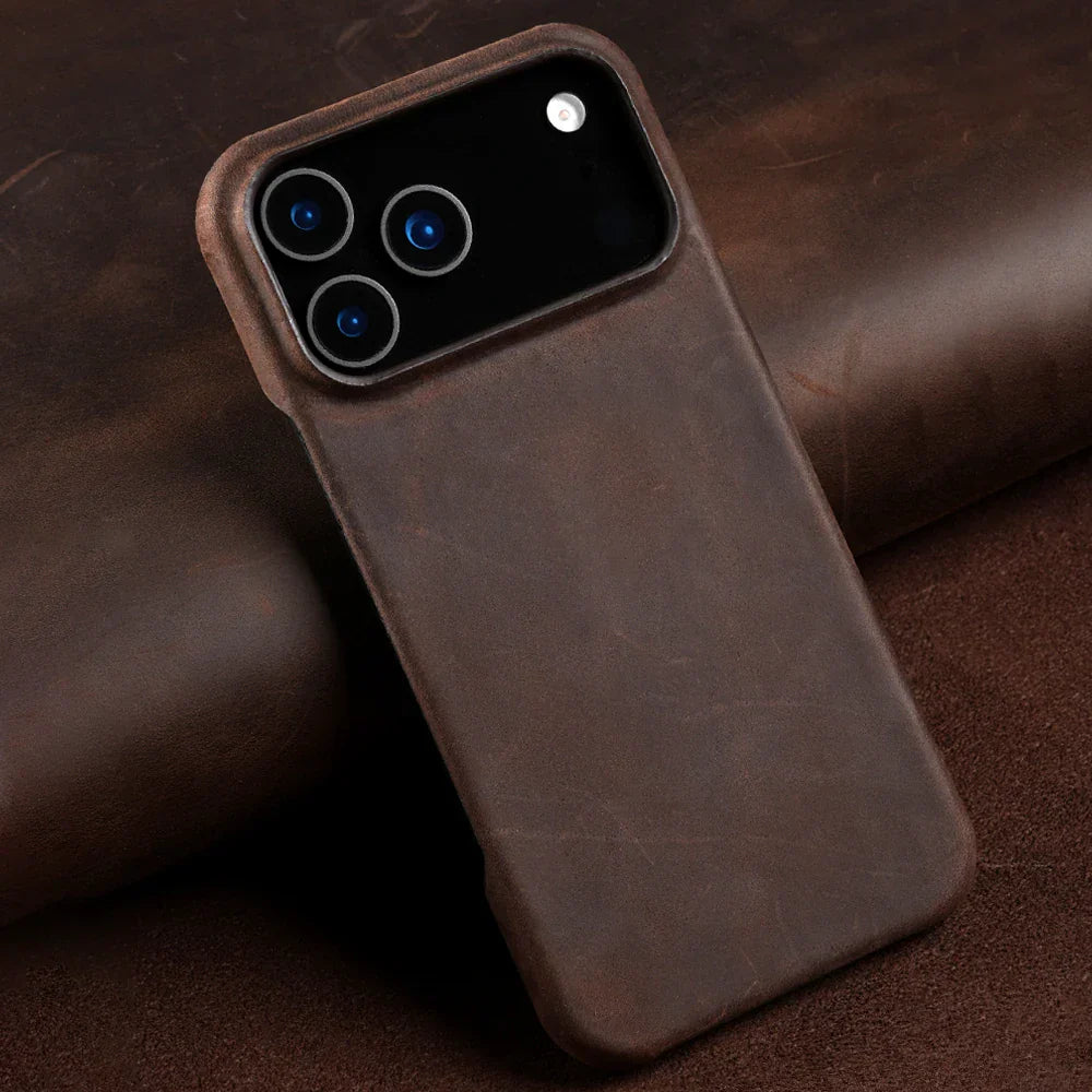 for Magsafe Case for iPhone 15 16 17 Pro Max Air Retro Luxury Full Grain Cowhide Genuine Oiled PULL-UP Leather Magnetic Cover