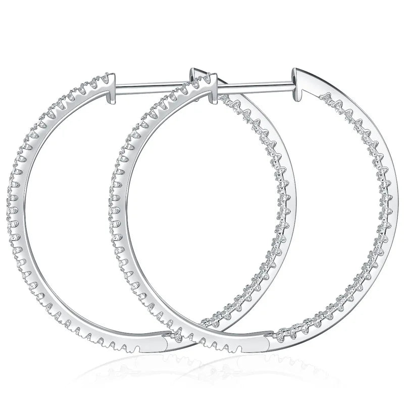 Full D Color Moissanite hoop Earrings for Women 925 Sterling Silver with White Gold Plated Ear Studs Fine Jewelry Gift