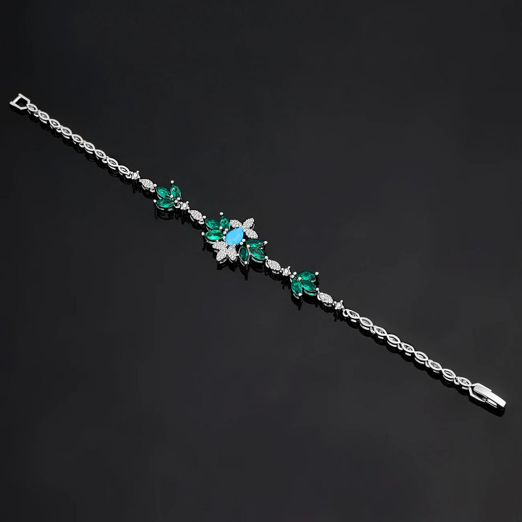2025 New Exquisite Turquoise Dubai Jewelry Sets for Wedding Bridal Wedding Party 4 Pieces Set Accessories
