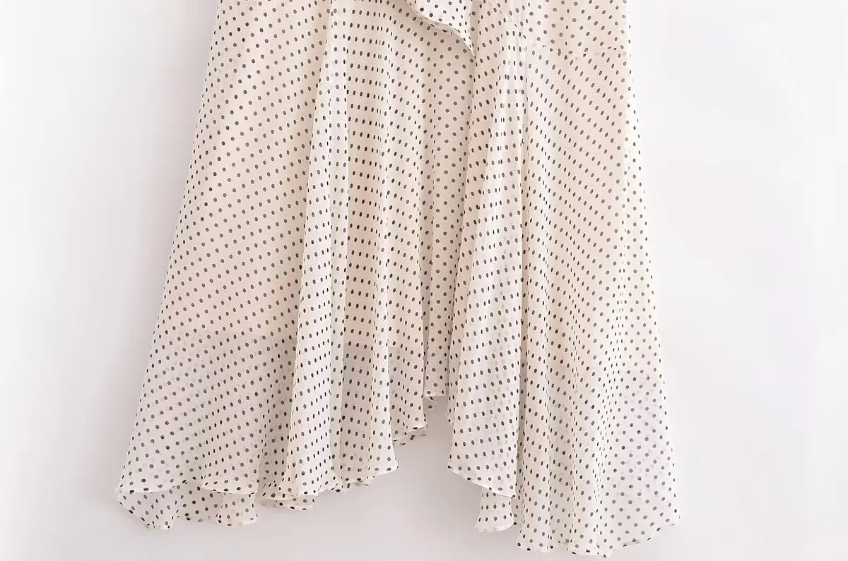Sexy Halter Scarf Dot Print Dress Women Sleeveless Backless Chiffon Holiday Dress Fashion 2025 Summer Loose Beach Dress