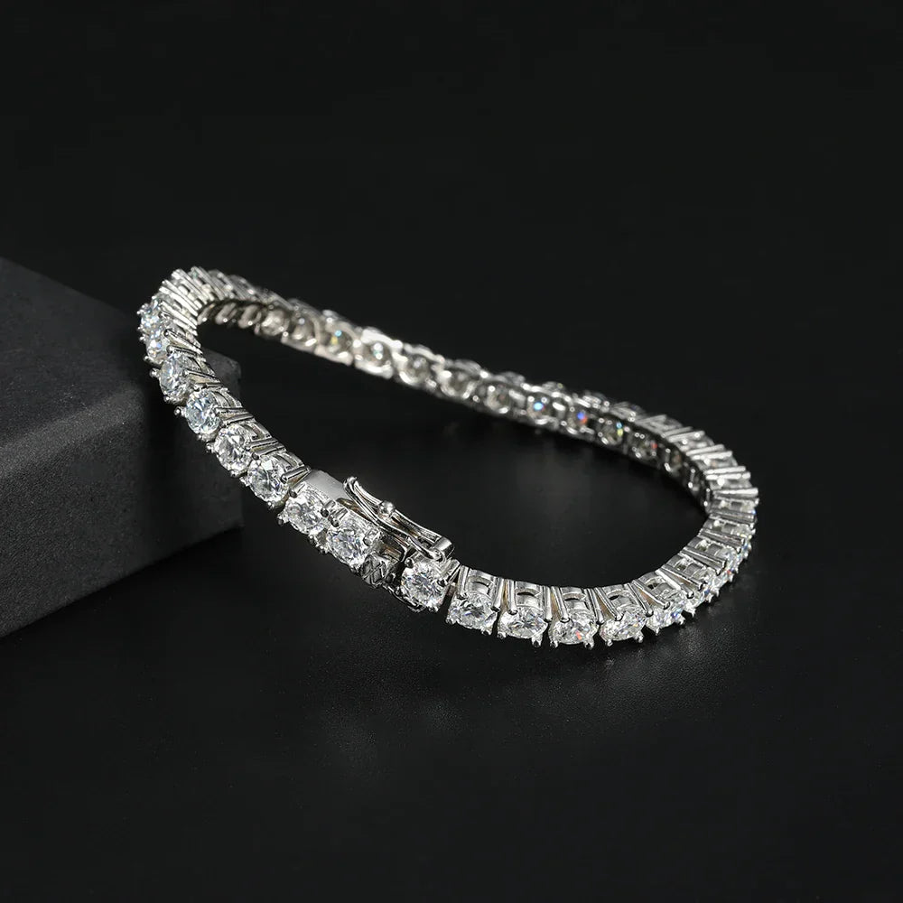 5mm Moissanite Tennis Bracelet Necklace For Women 925 Sterling Silver D VVS1 Lab Diamond with GRA Certificate Jewelry
