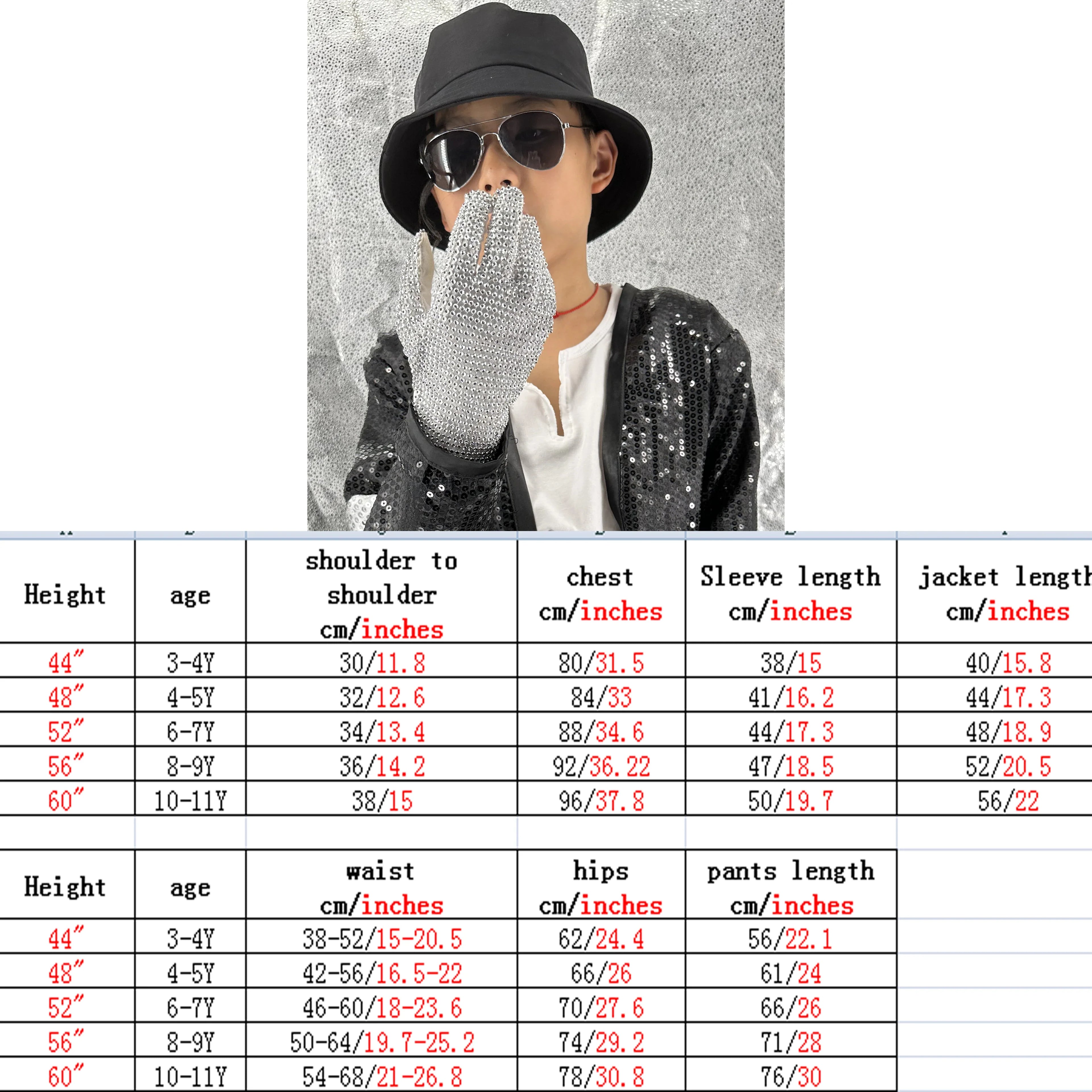 Halloween Night Michael Jacket for Men Kids Women Show Performance Party Celebrity Birthday