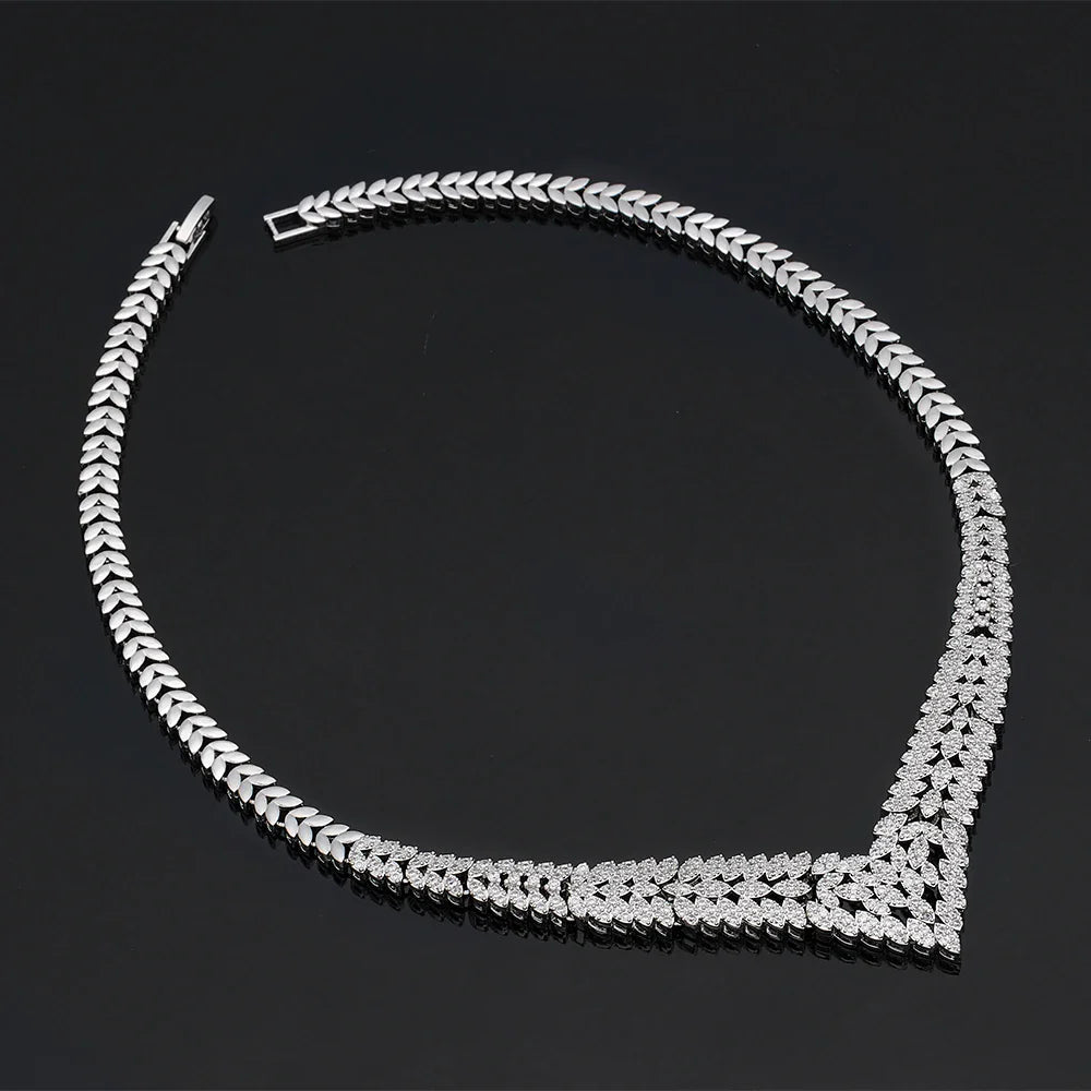2025 New Wedding Jewelry Set for Women Saudi Arabia 4 Pieces Zirconia Bridal Jewellery Collection Necklace Set