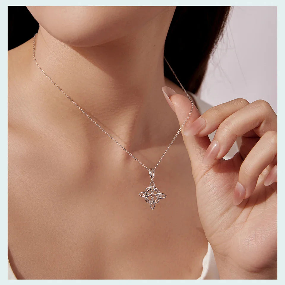 925 Sterling Silver Celtic Knot Pendant Necklace Interlocking Loops O-Chain Link Chain Original for Women Daily Love Gift