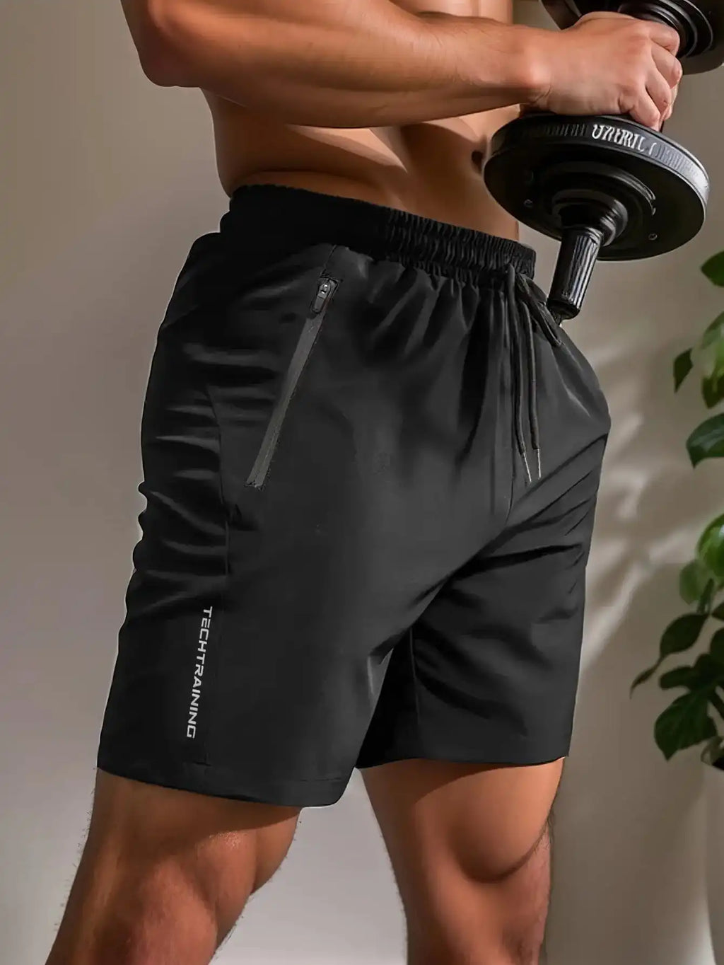 Men's Five-Piece Shorts, Sports, Fitness, Swimming, with Zipper Pockets, Quick-Drying, Casual, Breathable, Drawstring Shorts, Suitable for Summer Outdoor Sports, Fitness Training, Home Leisure, Beach Vacation