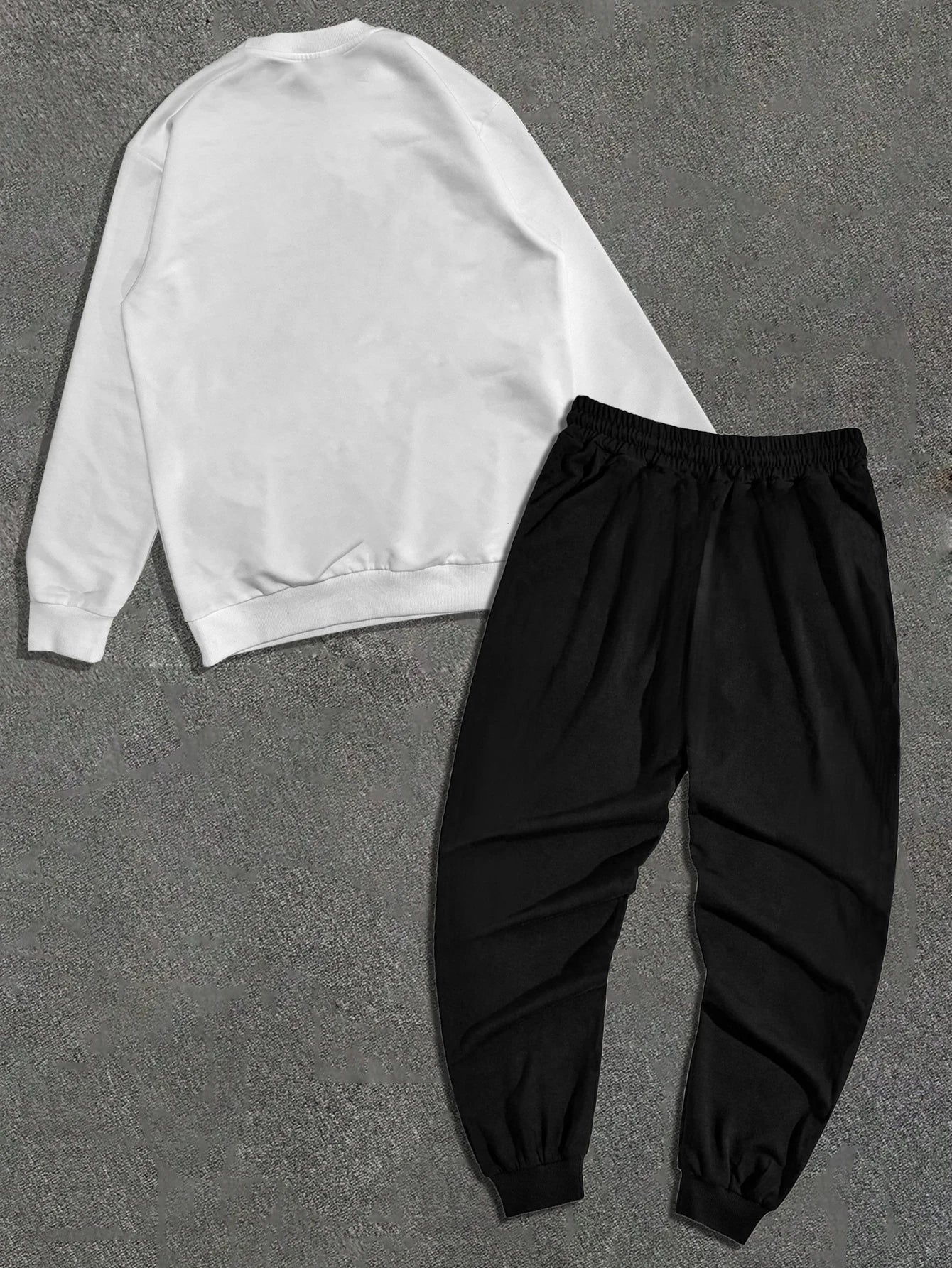Autumn and Winter Trendy New Sweatshirt Men's Loose Casual Fit With Cute Letter Printed Hundred Long Sleeve Sweatshirt Set