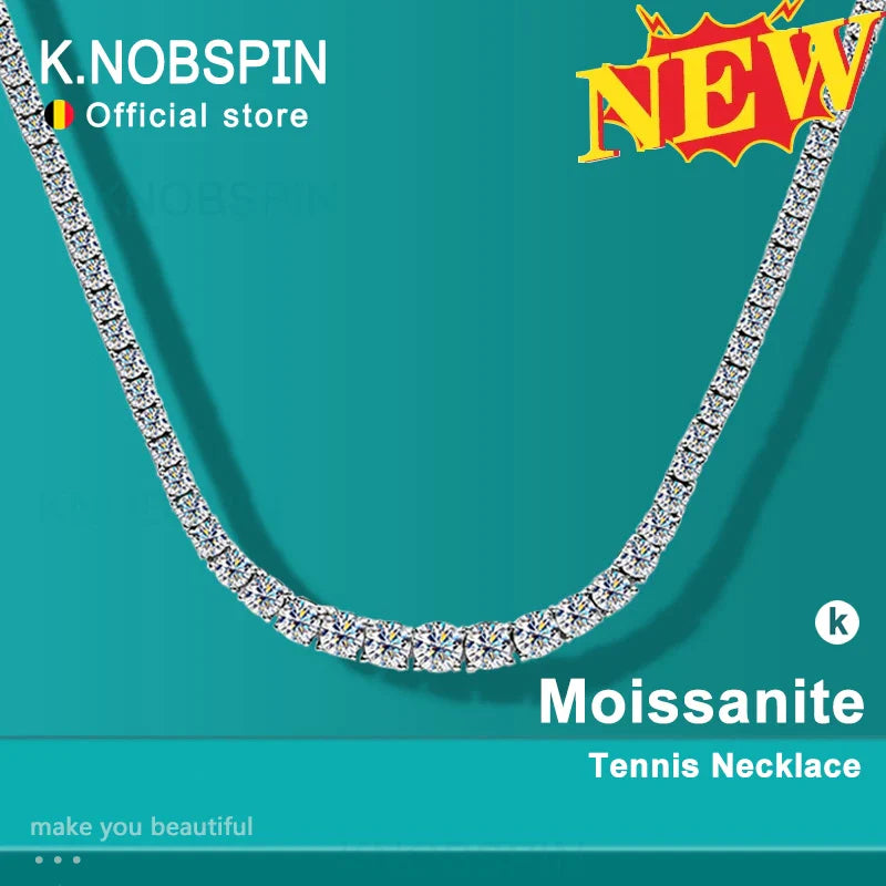 Moissanite Tennis Necklace for Woman Wedding Jewely with Certificate 925 Sterling Sliver Plated 18k White Gold Necklace