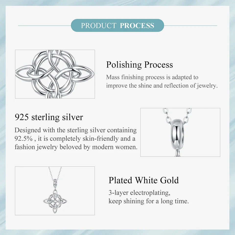 925 Sterling Silver Celtic Knot Pendant Necklace Interlocking Loops O-Chain Link Chain Original for Women Daily Love Gift