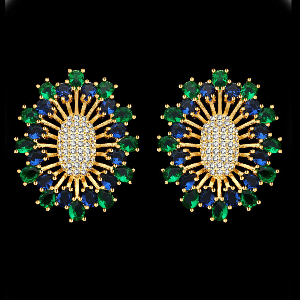 2024 Bridal Wedding Jewelry Set for Women Gold Plated Nigerian African 4pcs Jewelry Necklace Earrings Set Green Red CZ Zirconia