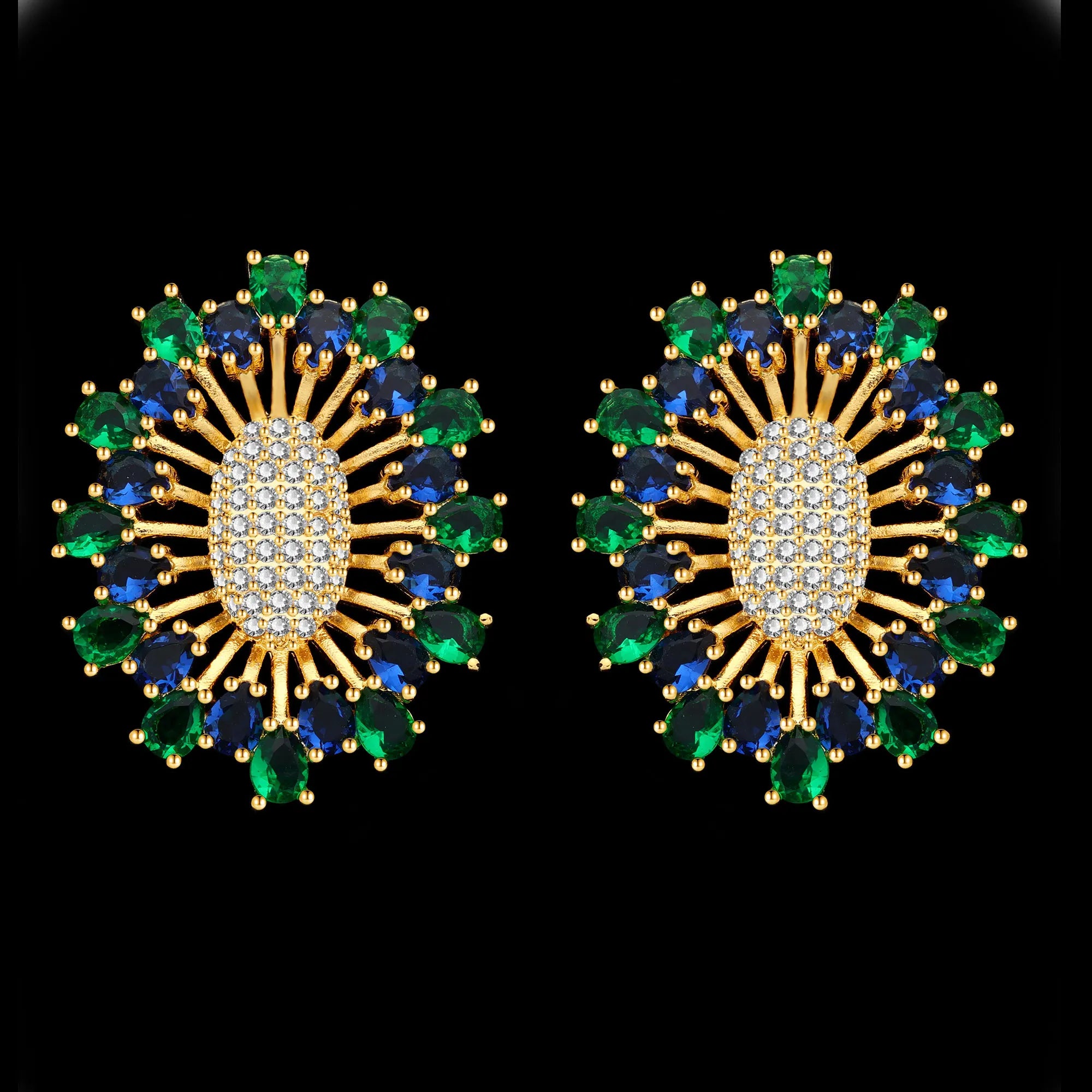 2024 Bridal Wedding Jewelry Set for Women Gold Plated Nigerian African 4pcs Jewelry Necklace Earrings Set Green Red CZ Zirconia