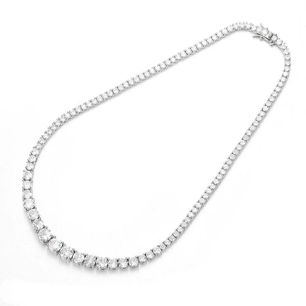 Riviera Necklaces Full Moissanite Tennis Necklace for Women 925 Sterling Silver Size Gradient Diamond Choker with Certificate