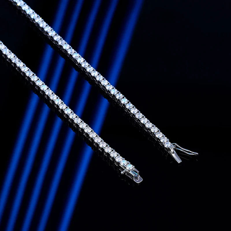 Moissanite Tennis Necklace for Woman V Style Wedding Party Neckchain 925 Sterling Sliver Plated 18k White Gold Necklace