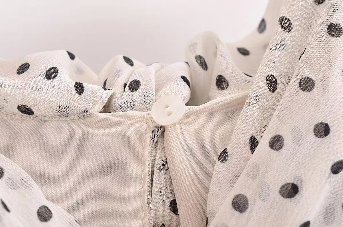 Sexy Halter Scarf Dot Print Dress Women Sleeveless Backless Chiffon Holiday Dress Fashion 2025 Summer Loose Beach Dress