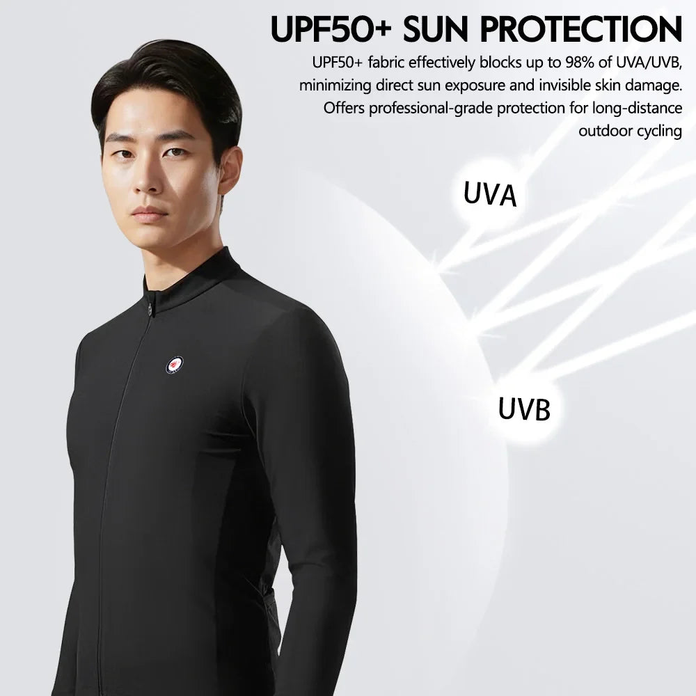 Men Cycling Jacket Winter Thermal Fleece Windbreaker UPF 50+ Sun Protection MTB Bicycle Clothing Bike Coat Riding Windproof