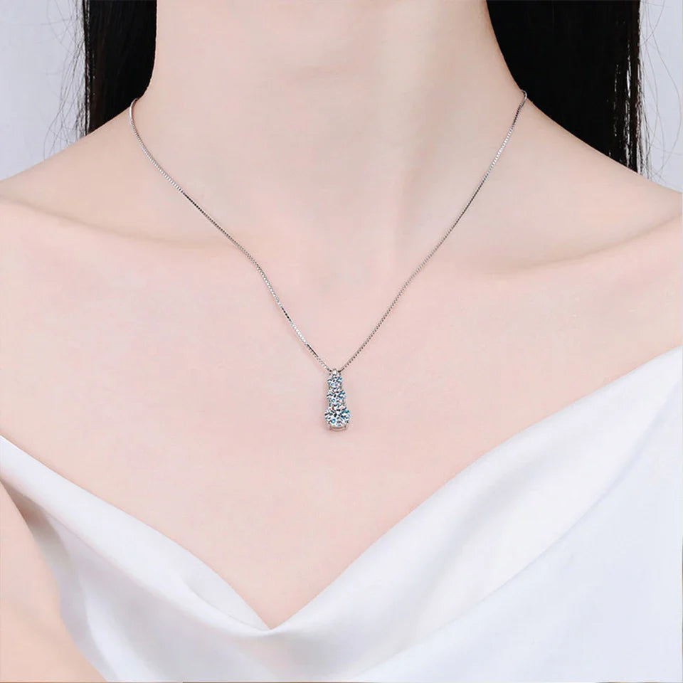 D VVS1 Moissanite Pendant Necklace for Woman 925 Sterling Silver Plated 18k White Gold Wedding Necklace with GRA Fine Jewelry