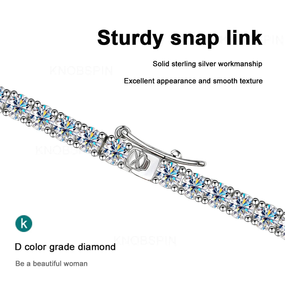 D Color Moissanite Tennis Necklace 925 Sterling Sliver Plated 18k Gold Necklace for Woman Man Hiphop Party Jewelry