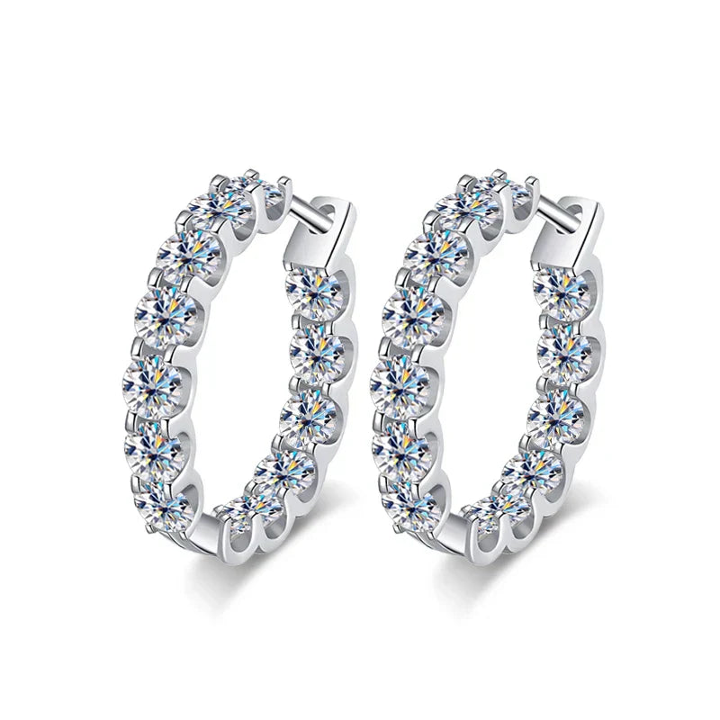 2.6ct D Color Moissanite Earring 925 Sterling Sliver Plated White Gold Hoop Earring for Women Wedding Party Jewelry