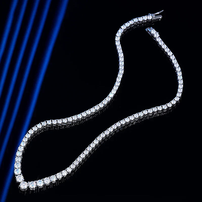 Moissanite Tennis Necklace for Woman V Style Wedding Party Neckchain 925 Sterling Sliver Plated 18k White Gold Necklace