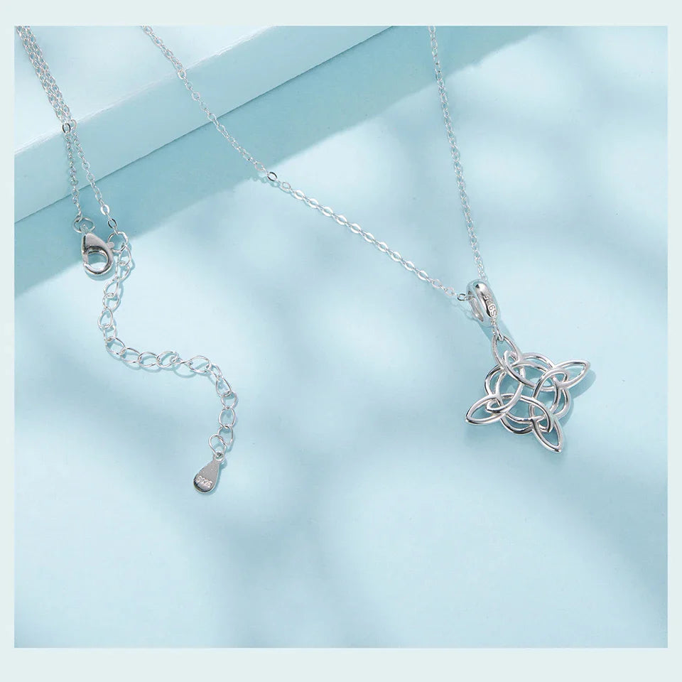 925 Sterling Silver Celtic Knot Pendant Necklace Interlocking Loops O-Chain Link Chain Original for Women Daily Love Gift
