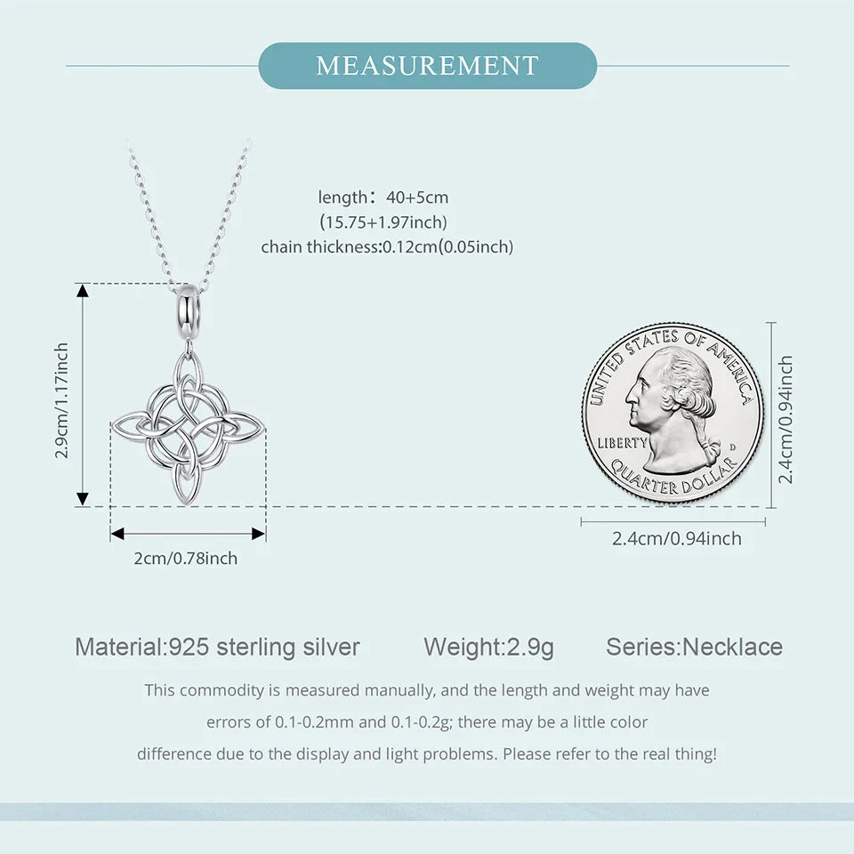925 Sterling Silver Celtic Knot Pendant Necklace Interlocking Loops O-Chain Link Chain Original for Women Daily Love Gift