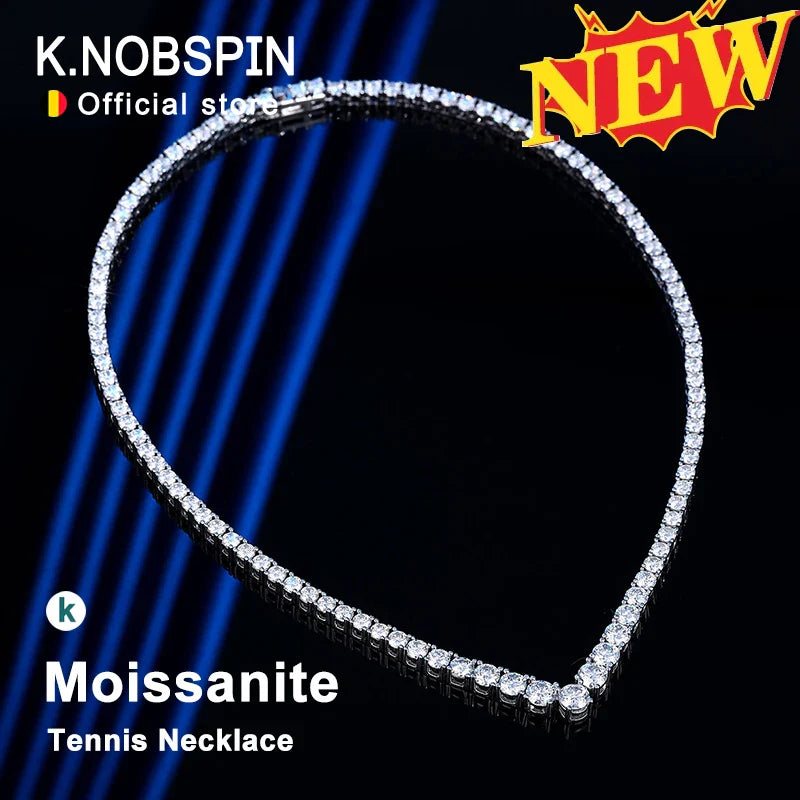 Moissanite Tennis Necklace for Woman V Style Wedding Party Neckchain 925 Sterling Sliver Plated 18k White Gold Necklace