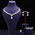 Luxury Wedding Indian Bridal Jewelry Sets Women Snowflakes Cubic Zirconia 4 pcs Necklace Earrings for Women