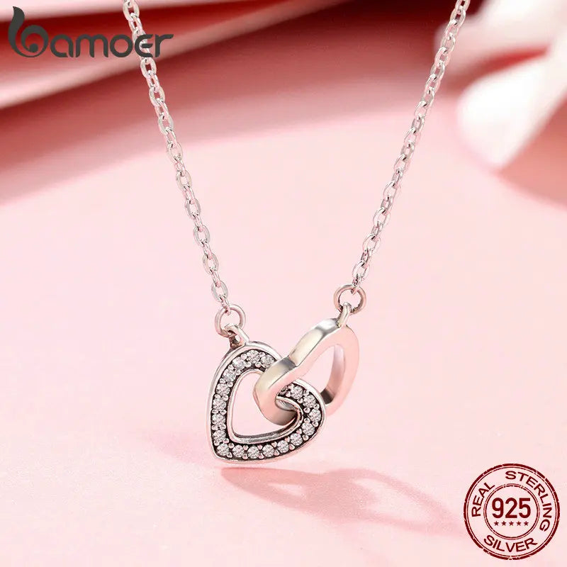 2024 New Solid 925 Sterling Silver Connected Star/Heart/Cat Pendant Necklace for Women Valentine's Day Gift Fine Jewelry