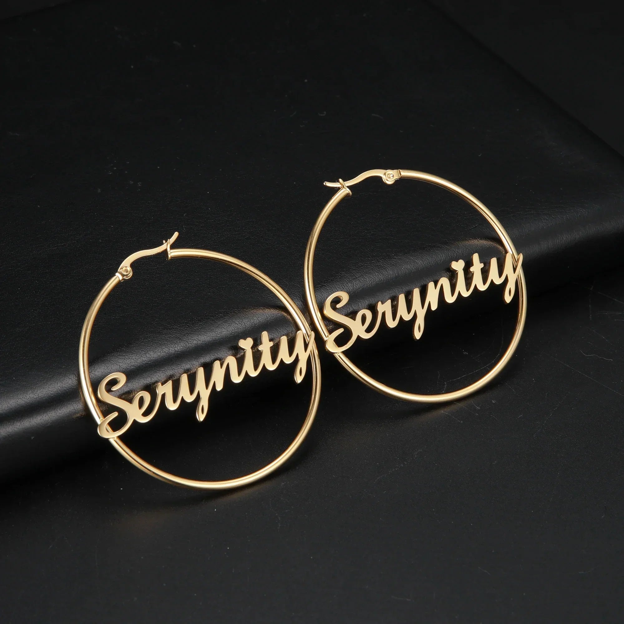 Stainless Steel Personalized Customize Name Hoop Earrings Jewelry For Women Girls Circle Earring Fashion 30-60 MM