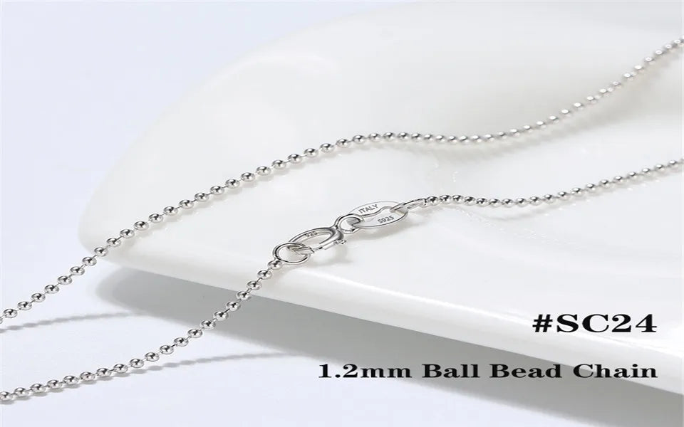 Real 925 Silver Link Chain Necklace For Women Men Basic Neck Chain Trendy Silver Cross Box Snake Chain Jewelry OSC20