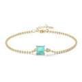 Modian 2021 New Real 925 Sterling Silver Luxury Square Tourmaline Beads Chain Bracelet For Women Paraiba Fine Statement Jewelry