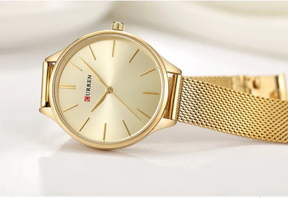 Original Women's Luxury Watch Matte Dial Japanese Quartz Movement Stainless Steel Mesh Strap with Box