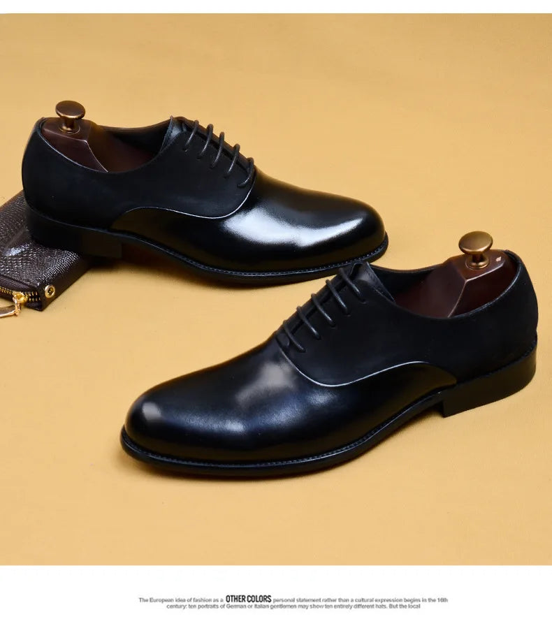 Genuine Cow Leather Brogue Wedding Business Men Casual Flats Vintage Handmade Oxford Shoes For Men Black Burgundy 2024