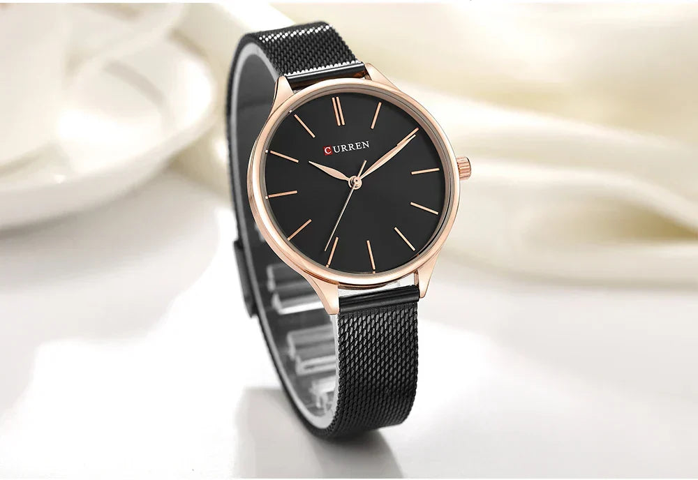 Original Women's Luxury Watch Matte Dial Japanese Quartz Movement Stainless Steel Mesh Strap with Box
